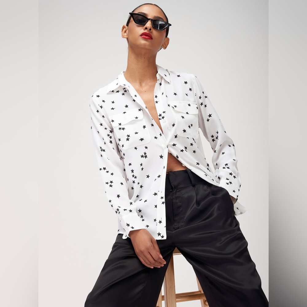 Equipment Slim Signature Print Silk Shirt NWOT